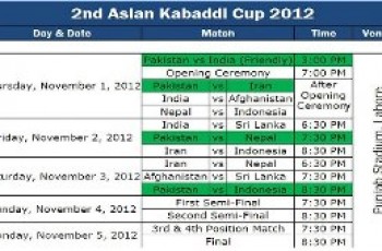 Asia Kabaddi Cup Schedule and timings
