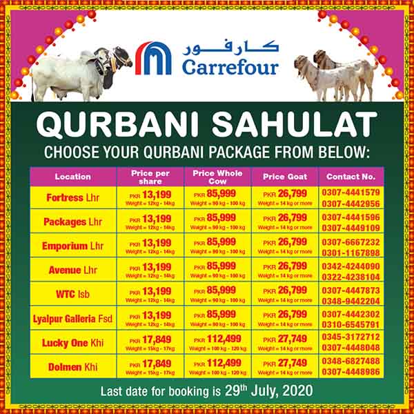 Carrefour Cow & Goat Qurbani Rates & Price for Bakra Eid 2020
