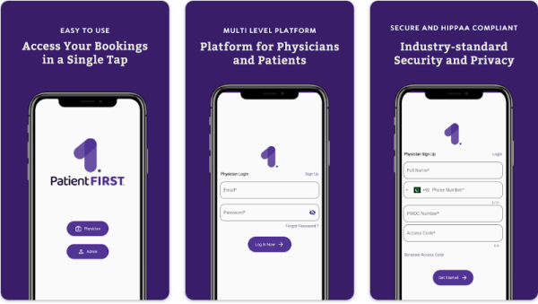 PatientFirst.AI app's screen's images